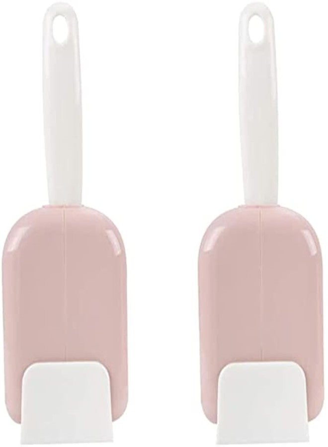 KolorFish 2 Sets Standing Rice Spoon Dust Cover Rice Scoop Storage Rack Holder Automatic Opening Closing Kitchen Utensils (Pink) - Image 1
